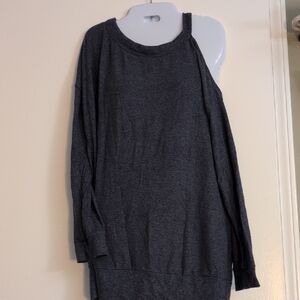 Chic Off-the-Shoulder Blue Women's Shirt